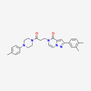 molecular formula C28H31N5O2 B14119767 2-(3,4-dimethylphenyl)-5-{3-[4-(4-methylphenyl)piperazin-1-yl]-3-oxopropyl}pyrazolo[1,5-a]pyrazin-4(5H)-one 