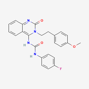 molecular formula C24H21FN4O3 B14119768 (E)-1-(4-fluorophenyl)-3-(3-(4-methoxyphenethyl)-2-oxo-2,3-dihydroquinazolin-4(1H)-ylidene)urea 