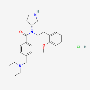 molecular formula C25H36ClN3O2 B14119787 (R)-4-((Diethylamino)methyl)-N-(2-methoxyphenethyl)-N-(pyrrolidin-3-yl)benzamide hydrochloride 