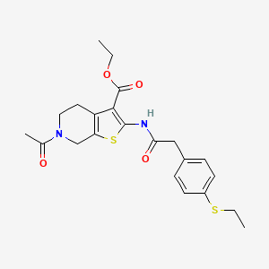 molecular formula C22H26N2O4S2 B14119826 Ethyl 6-acetyl-2-(2-(4-(ethylthio)phenyl)acetamido)-4,5,6,7-tetrahydrothieno[2,3-c]pyridine-3-carboxylate CAS No. 919751-63-6