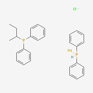 molecular formula C28H30ClP2Pd- B14119859 Butan-2-yl(diphenyl)phosphane;diphenylphosphane;palladium;chloride 