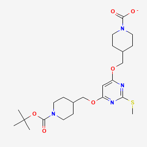 molecular formula C23H35N4O6S- B14119863 4-[[6-[[1-[(2-Methylpropan-2-yl)oxycarbonyl]piperidin-4-yl]methoxy]-2-methylsulfanylpyrimidin-4-yl]oxymethyl]piperidine-1-carboxylate 