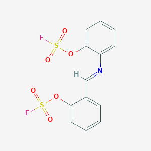 molecular formula C13H9F2NO6S2 B14120119 Fluorosulfuric acid, 2-[(E)-[[2-[(fluorosulfonyl)oxy]phenyl]imino]methyl]phenyl ester 