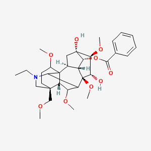 molecular formula C33H47NO9 B14120222 [(2S,3R,4R,5S,6S,7S,8R,13S,17R)-11-ethyl-5,7-dihydroxy-6,8,16,18-tetramethoxy-13-(methoxymethyl)-11-azahexacyclo[7.7.2.12,5.01,10.03,8.013,17]nonadecan-4-yl] benzoate 