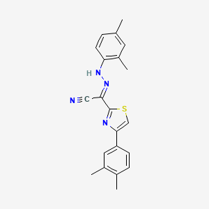 molecular formula C21H20N4S B14120343 (2E)-[2-(2,4-dimethylphenyl)hydrazinylidene][4-(3,4-dimethylphenyl)-1,3-thiazol-2-yl]ethanenitrile 