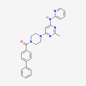 molecular formula C27H26N6O B14120389 [1,1'-Biphenyl]-4-yl(4-(2-methyl-6-(pyridin-2-ylamino)pyrimidin-4-yl)piperazin-1-yl)methanone 