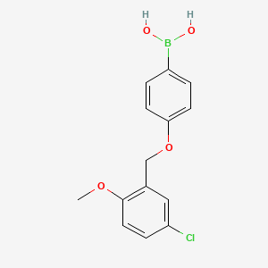 molecular formula C14H14BClO4 B14120613 (4-((5-Chloro-2-methoxybenzyl)oxy)phenyl)boronic acid CAS No. 1313760-67-6