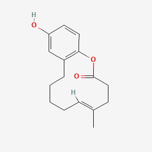 molecular formula C16H20O3 B14120620 2H-1-Benzoxacyclododecin-2-one, 3,4,7,8,9,10-hexahydro-12-hydroxy-5-Methyl-, (5E)- 