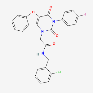 molecular formula C25H17ClFN3O4 B14120628 N-(2-chlorobenzyl)-2-(3-(4-fluorophenyl)-2,4-dioxo-3,4-dihydrobenzofuro[3,2-d]pyrimidin-1(2H)-yl)acetamide 