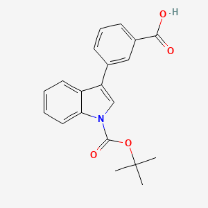 molecular formula C20H19NO4 B14120634 3-(3-Carboxy-phenyl)-indole-1-carboxylic acid tert-butyl ester CAS No. 886371-27-3