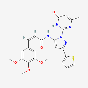 (Z)-N-(1-(4-methyl-6-oxo-1,6-dihydropyrimidin-2-yl)-3-(thiophen-2-yl)-1H-pyrazol-5-yl)-3-(3,4,5-trimethoxyphenyl)acrylamide