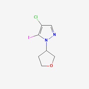 molecular formula C7H8ClIN2O B14120743 4-Chloro-5-iodo-1-(tetrahydrofuran-3-yl)-1H-pyrazole 