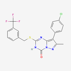 8-(4-chlorophenyl)-7-methyl-2-((3-(trifluoromethyl)benzyl)thio)pyrazolo[1,5-a][1,3,5]triazin-4(3H)-one