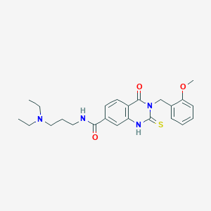 molecular formula C24H30N4O3S B14120787 N-(3-(diethylamino)propyl)-3-(2-methoxybenzyl)-4-oxo-2-thioxo-1,2,3,4-tetrahydroquinazoline-7-carboxamide 