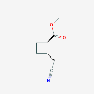 molecular formula C8H11NO2 B14120824 Cyclobutanecarboxylic acid, 2-(cyanomethyl)-, methyl ester, trans- CAS No. 84673-48-3