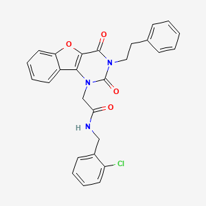 molecular formula C27H22ClN3O4 B14120833 N-(2-chlorobenzyl)-2-[2,4-dioxo-3-(2-phenylethyl)-3,4-dihydro[1]benzofuro[3,2-d]pyrimidin-1(2H)-yl]acetamide 