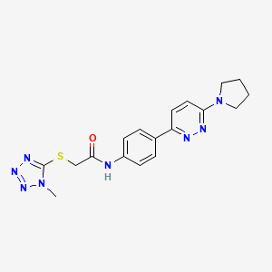 2-((1-methyl-1H-tetrazol-5-yl)thio)-N-(4-(6-(pyrrolidin-1-yl)pyridazin-3-yl)phenyl)acetamide