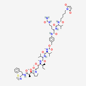 [4-[[(2S)-5-(carbamoylamino)-2-[[(2R)-2-[6-(2,5-dioxopyrrol-1-yl)hexanoylamino]-3-methylbutanoyl]amino]pentanoyl]amino]phenyl]methyl N-[(2S)-1-[[(2S)-1-[[(3R,4S,5S)-3-methoxy-1-[(2S)-2-[(1R,2R)-1-methoxy-2-methyl-3-oxo-3-[[(1S)-2-phenyl-1-(1,3-thiazol-2-yl)ethyl]amino]propyl]pyrrolidin-1-yl]-5-methyl-1-oxoheptan-4-yl]-methylamino]-3-methyl-1-oxobutan-2-yl]amino]-3-methyl-1-oxobutan-2-yl]-N-methylcarbamate