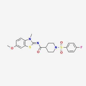 (E)-1-((4-fluorophenyl)sulfonyl)-N-(6-methoxy-3-methylbenzo[d]thiazol-2(3H)-ylidene)piperidine-4-carboxamide