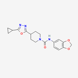 molecular formula C18H20N4O4 B14120974 N-(benzo[d][1,3]dioxol-5-yl)-4-(5-cyclopropyl-1,3,4-oxadiazol-2-yl)piperidine-1-carboxamide CAS No. 1171070-32-8