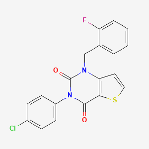 molecular formula C19H12ClFN2O2S B14120980 3-(4-chlorophenyl)-1-(2-fluorobenzyl)thieno[3,2-d]pyrimidine-2,4(1H,3H)-dione 