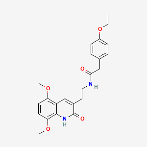 molecular formula C23H26N2O5 B14121012 N-(2-(5,8-dimethoxy-2-oxo-1,2-dihydroquinolin-3-yl)ethyl)-2-(4-ethoxyphenyl)acetamide 