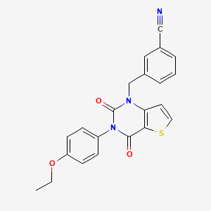 molecular formula C22H17N3O3S B14121112 3-((3-(4-ethoxyphenyl)-2,4-dioxo-3,4-dihydrothieno[3,2-d]pyrimidin-1(2H)-yl)methyl)benzonitrile 