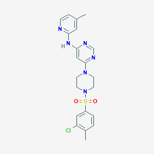 molecular formula C21H23ClN6O2S B14121127 6-(4-((3-chloro-4-methylphenyl)sulfonyl)piperazin-1-yl)-N-(4-methylpyridin-2-yl)pyrimidin-4-amine 