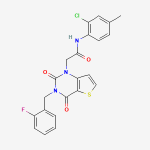 molecular formula C22H17ClFN3O3S B14121202 N-(2-chloro-4-methylphenyl)-2-[3-(2-fluorobenzyl)-2,4-dioxo-3,4-dihydrothieno[3,2-d]pyrimidin-1(2H)-yl]acetamide 