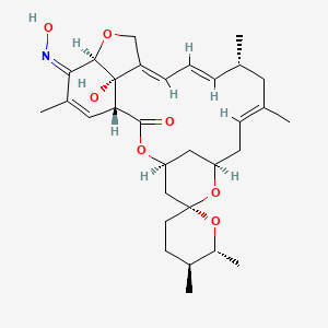 molecular formula C31H43NO7 B14121311 (1R,4S,5'S,6R,6'R,8R,10E,13R,14E,16E,20R,21Z,24S)-24-hydroxy-21-hydroxyimino-5',6',11,13,22-pentamethylspiro[3,7,19-trioxatetracyclo[15.6.1.14,8.020,24]pentacosa-10,14,16,22-tetraene-6,2'-oxane]-2-one 