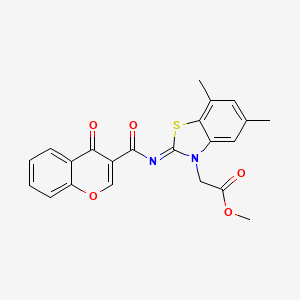 (Z)-methyl 2-(5,7-dimethyl-2-((4-oxo-4H-chromene-3-carbonyl)imino)benzo[d]thiazol-3(2H)-yl)acetate