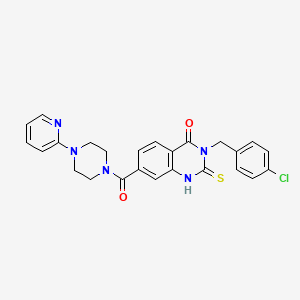 3-[(4-chlorophenyl)methyl]-7-(4-pyridin-2-ylpiperazine-1-carbonyl)-2-sulfanylidene-1H-quinazolin-4-one