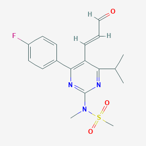 molecular formula C18H20FN3O3S B141214 N-[4-(4-Fluorophenyl)-6-isopropyl-5-[(1E)-3-oxo-1-propenyl]-2-pyrimidinyl]-N-methyl-methanesulfonamide CAS No. 890028-66-7