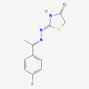 molecular formula C11H10FN3OS B14121425 (2Z)-2-[(E)-1-(4-fluorophenyl)ethylidenehydrazinylidene]-1,3-thiazolidin-4-one 