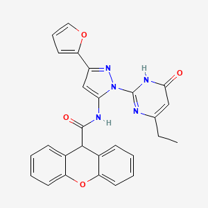 N-(1-(4-ethyl-6-oxo-1,6-dihydropyrimidin-2-yl)-3-(furan-2-yl)-1H-pyrazol-5-yl)-9H-xanthene-9-carboxamide