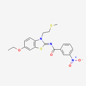 molecular formula C19H19N3O4S2 B14121446 (Z)-N-(6-ethoxy-3-(2-(methylthio)ethyl)benzo[d]thiazol-2(3H)-ylidene)-3-nitrobenzamide 