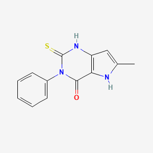 molecular formula C13H11N3OS B14121482 6-methyl-3-phenyl-2-thioxo-1,2,3,5-tetrahydro-4H-pyrrolo[3,2-d]pyrimidin-4-one 