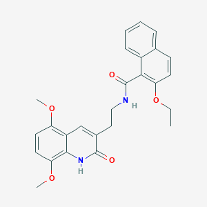 molecular formula C26H26N2O5 B14121483 N-[2-(5,8-dimethoxy-2-oxo-1H-quinolin-3-yl)ethyl]-2-ethoxynaphthalene-1-carboxamide 