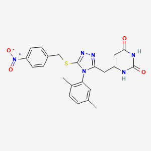 6-((4-(2,5-dimethylphenyl)-5-((4-nitrobenzyl)thio)-4H-1,2,4-triazol-3-yl)methyl)pyrimidine-2,4(1H,3H)-dione