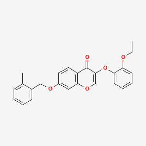 molecular formula C25H22O5 B14121703 3-(2-Ethoxyphenoxy)-7-[(2-methylphenyl)methoxy]chromen-4-one 