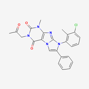 molecular formula C24H20ClN5O3 B14121773 8-(3-chloro-2-methylphenyl)-1-methyl-3-(2-oxopropyl)-7-phenyl-1H-imidazo[2,1-f]purine-2,4(3H,8H)-dione 