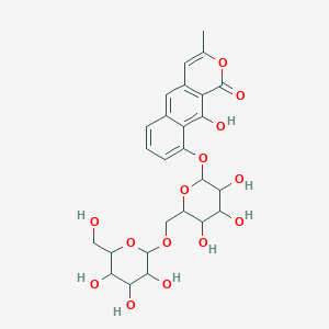 molecular formula C26H30O14 B14121817 10-Hydroxy-3-methyl-9-[3,4,5-trihydroxy-6-[[3,4,5-trihydroxy-6-(hydroxymethyl)oxan-2-yl]oxymethyl]oxan-2-yl]oxybenzo[g]isochromen-1-one 