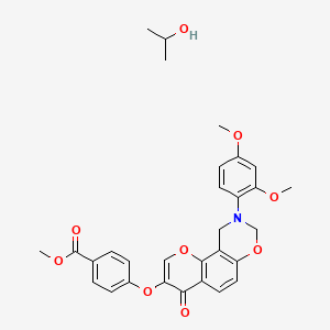 molecular formula C30H31NO9 B14121949 Methyl 4-[[9-(2,4-dimethoxyphenyl)-4-oxo-8,10-dihydropyrano[2,3-f][1,3]benzoxazin-3-yl]oxy]benzoate;propan-2-ol 