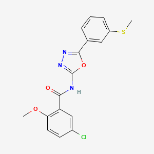 molecular formula C17H14ClN3O3S B14121975 5-Chloro-2-methoxy-N-[5-[3-(methylthio)phenyl]-1,3,4-oxadiazol-2-yl]benzamide CAS No. 1170851-36-1