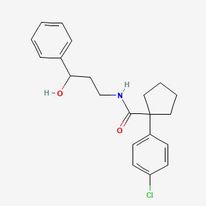 molecular formula C21H24ClNO2 B14121984 1-(4-chlorophenyl)-N-(3-hydroxy-3-phenylpropyl)cyclopentanecarboxamide 