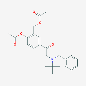 molecular formula C24H29NO5 B141220 乙酮，1-(4-(乙酰氧基)-3-((乙酰氧基)甲基)苯基)-2-((1,1-二甲乙基)(苯甲基)氨基)- CAS No. 77430-27-4