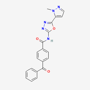 molecular formula C20H15N5O3 B14122022 4-Benzoyl-N-[5-(1-methyl-1H-pyrazol-5-yl)-1,3,4-oxadiazol-2-yl]benzamide CAS No. 1170640-89-7