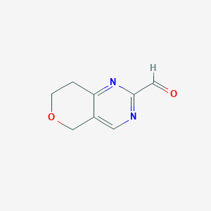 molecular formula C8H8N2O2 B14122031 7,8-Dihydro-5H-pyrano[4,3-D]pyrimidine-2-carbaldehyde 