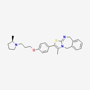 molecular formula C26H31N3OS B14122086 Thiazolo[3,2-b][2,4]benzodiazepine, 5,10-dihydro-3-Methyl-2-[4-[3-[(2R)-2-Methyl-1-pyrrolidinyl]propoxy]phenyl]- 