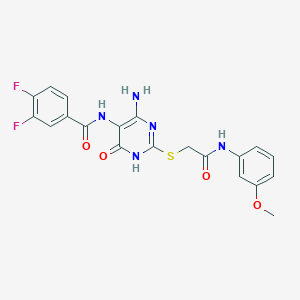 molecular formula C20H17F2N5O4S B14122092 N-(4-amino-2-((2-((3-methoxyphenyl)amino)-2-oxoethyl)thio)-6-oxo-1,6-dihydropyrimidin-5-yl)-3,4-difluorobenzamide 